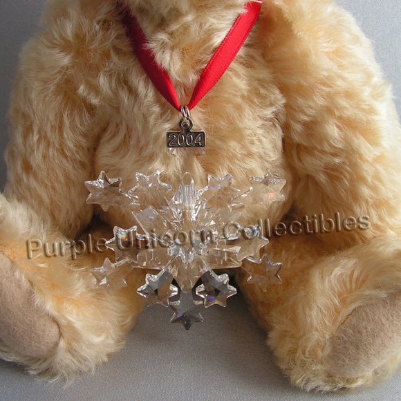 2004 Steiff Daniel Bear with Swarovski Annual Edition Snowflake Xmas Ornament - Picture 3 of 5